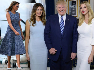 Xúng xính váy đầm, đệ nhất phu nhân Mỹ trẻ đẹp lấn át con gái TT Trump