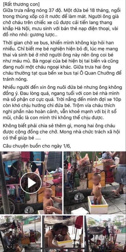 Thông tin được chia sẻ trên mạng xã hội khiến nhiều người xót xa