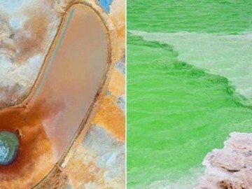 Hồ nước xanh bạc hà kỳ lạ bao quanh Mắt quỷ giữa sa mạc