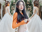 Làm đẹp - Hotgirl "trứng rán" diện váy cưới hóa cô dâu dịu dàng, ngờ đâu CĐM chỉ soi tóc bết, mặt đen