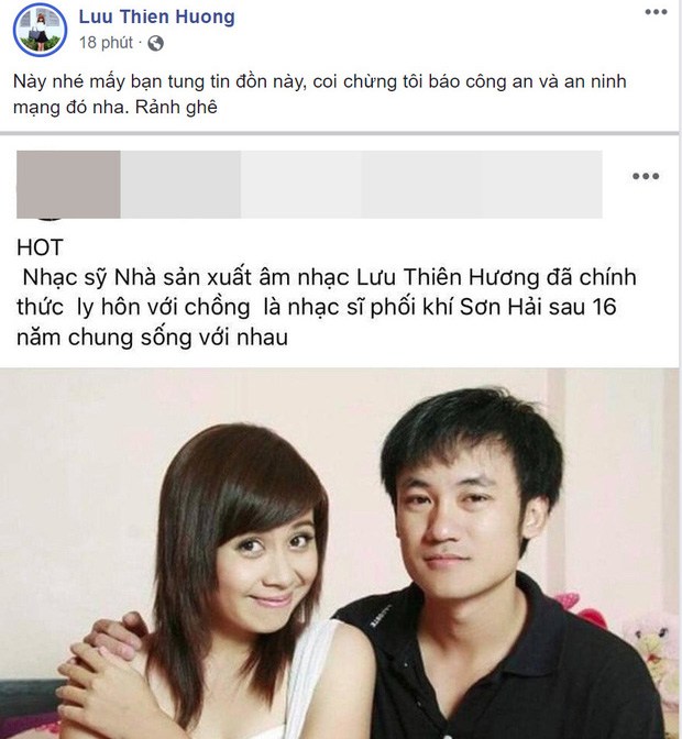 Lưu Thiên Hương mệt mỏi, doạ kiện trước thông tin đã ly hôn chồng sau 16 năm chung sống - 1