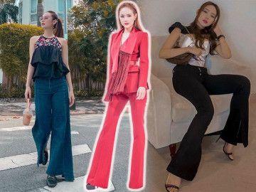 Mê quần loe dài chấm đất, hoá ra đây là chiêu giấu giày hack chiều cao của Minh Hằng