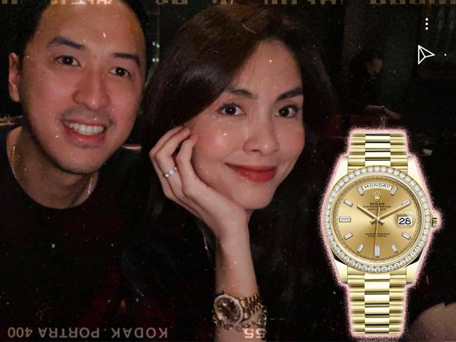 Ăn tối cùng ông xã, Tăng Thanh Hà đeo sương sương chiếc đồng hồ 1,1 tỷ do bố chồng tặng