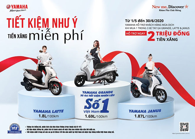 Bộ ba xe tay ga tiết kiệm xăng Yamaha Grande, Janus, Latte hút khách với ưu đãi “khủng” - 1