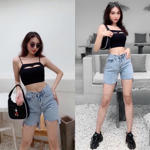 di an ma dien ao croptop xe tren ngan duoi, co nang thieu dot anh nhin vi vong mot khung - 14