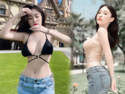 Thời trang - Thả dáng ở công viên, hot girl nổi bần bật nhờ chiếc áo cắt xẻ khoe vòng một vượt 90cm