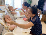 Làm mẹ - Hết thuê 3 giúp việc, vợ 2 MC Thành Trung tiếp tục cho cặp song sinh ăn dặm cầu kỳ