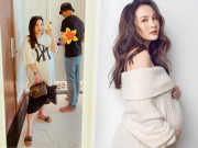 Bụng bầu vượt mặt, Bảo Thanh khoe chiêu tiết kiệm:Lấy hết áo của chồng, chân vẫn xỏ hàng hiệu