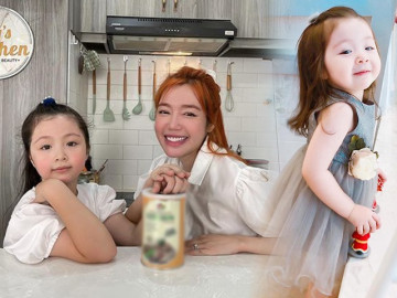 Gương mặt tròn xoe khác mẹ, nhưng con gái Elly Trần lại thừa kế làn da trắng nõn nà