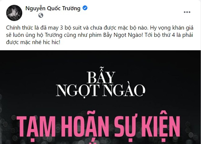 Phim lại hoãn chiếu: Quốc Trường may vest 3 lần chưa được mặc - 4