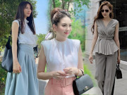 Thời trang - Các chị đẹp Vbiz có cách diện áo sơ mi sát nách vừa thanh lịch lại che khéo nhược điểm