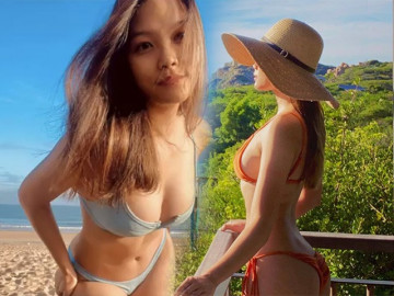 Con gái diễn viên Kiều Trinh xém làm Hoa hậu, mê diện bikini khoe ngực khủng