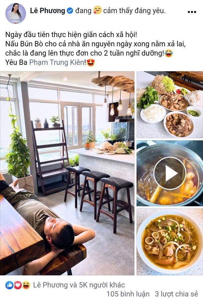 Sài Gòn giãn cách: Lê Phương, Bảo Thy được chồng phục vụ, Lan Khuê nấu 3 bữa tắm 4 lần - 3