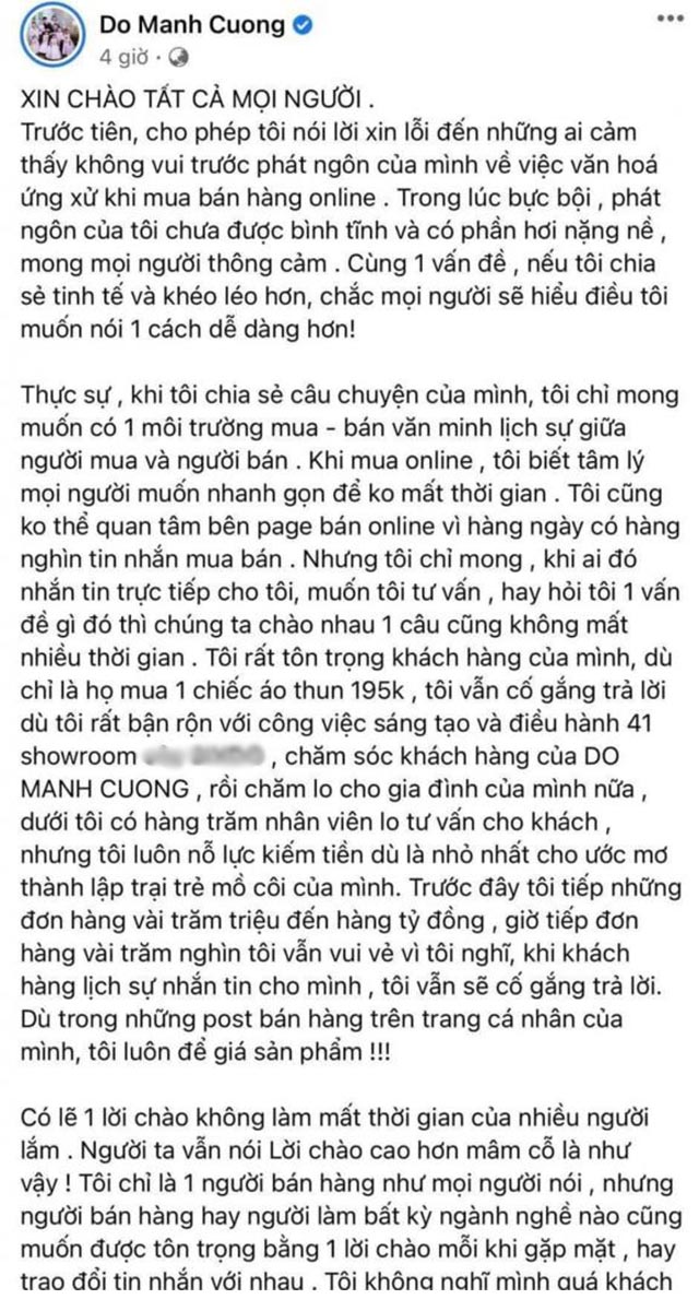 Hậu lùm xùm với khách hàng, Đỗ Mạnh Cường viết tâm thư xin lỗi, mách khéo cách mua đồ online - 4