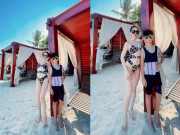 Yêu con - Lệ Quyên mặc bikini cắt xẻ táo bạo chụp ảnh cùng con trai, U40 trông như hai chị em