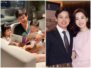 Yêu con - Chồng doanh nhân Đặng Thu Thảo quần đùi áo cộc đọc sách cho con, vợ hứa tặng thêm em bé