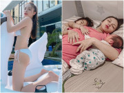 Làm mẹ - Chồng đi cổ vũ tuyển VN, mỹ nhân cảnh nóng Quỳnh Búp Bê sinh xong nằm nhà chăm 2 con