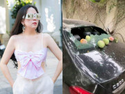Giải trí - Xe tiền tỷ của Phượng Chanel vỡ nát kính vì tai nạn "trên trời rơi xuống"