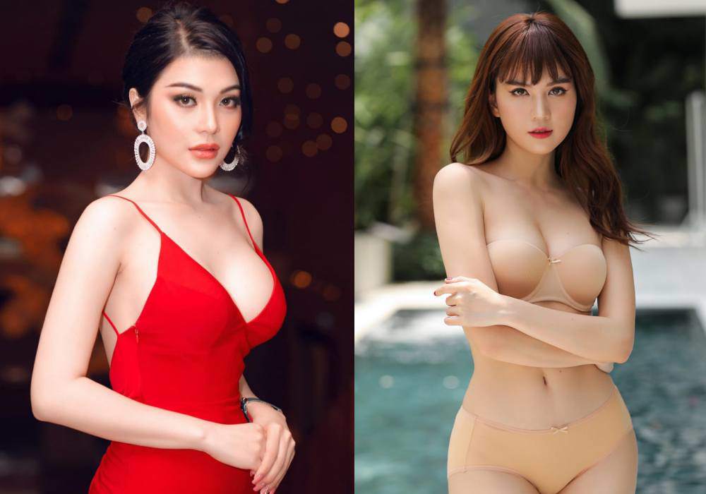 Lily Chen (trái) bỗng rơi vào ồn ào với Ngọc Trinh khi mỹ nhân vòng eo 56 được cho là dùng chung bồ đẹp trai, nhiều tiền với ngọc nữ Bolero.
