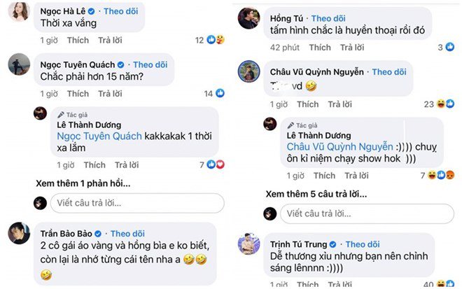 Nhiều bạn bè nghệ sĩ vào bình luận nhớ lại một thời đã qua.