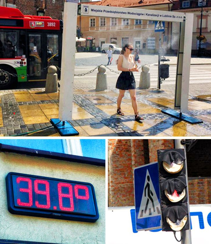 Thiết bị làm mát được lắp đặt bởi chính quyền địa phương ở Lublin, Ba Lan.