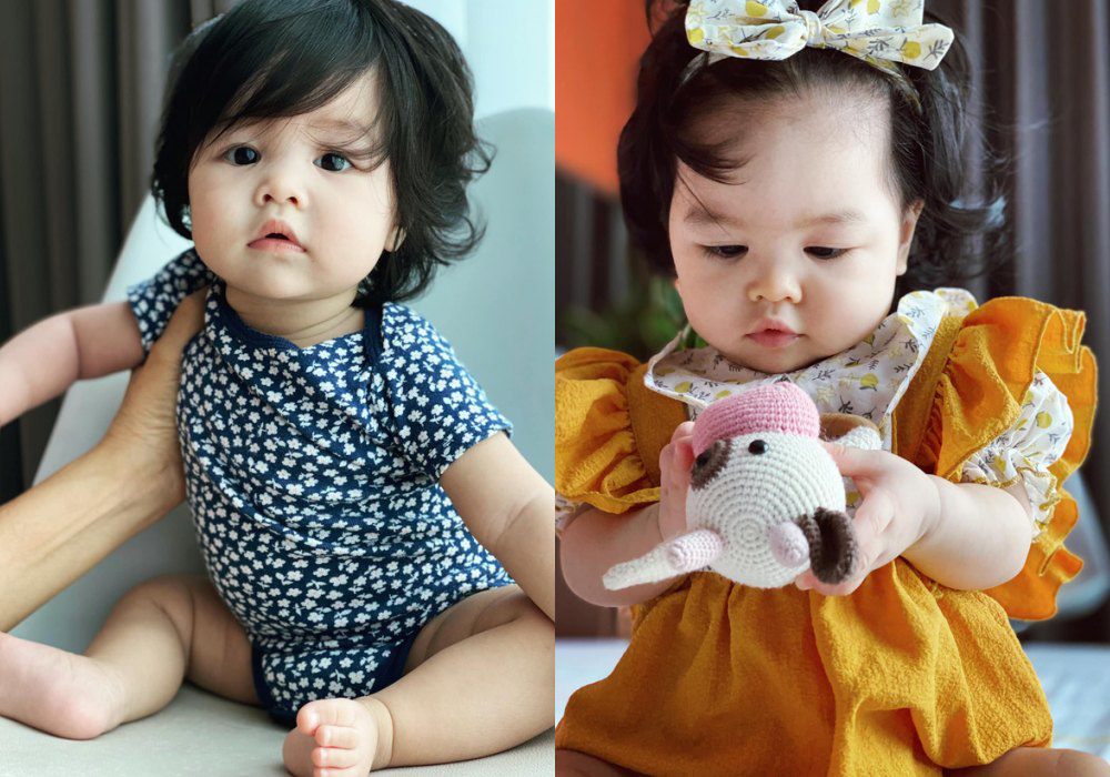 Vẻ đáng yêu của con gái Trần Bảo Sơn khi mới hơn 9 tháng tuổi.