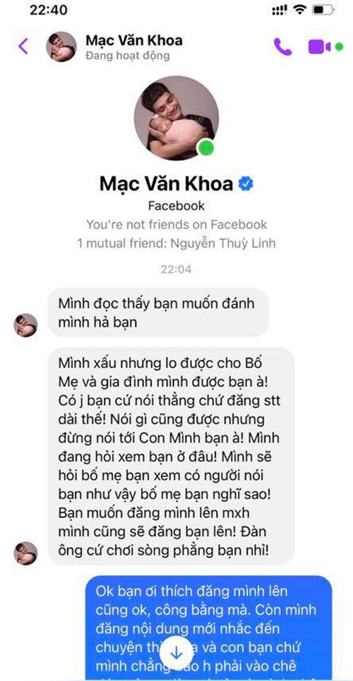 Mạc Văn Khoa đau lòng chat với người chê con gái xấu: Bố mẹ xấu đẻ con đẹp sao được - 6