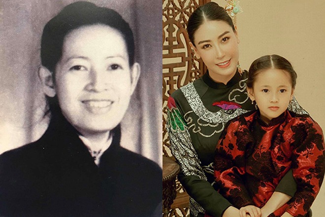 Bà Nguyễn Tăng Diệu Hương - bà nội của Hoa hậu Hà Kiều Anh (trái) và 2 mẹ con nàng hậu.