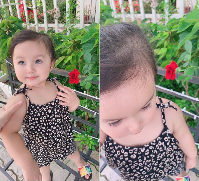 Con gái thứ 2 của Ngọc Anh sở hữu gương mặt bụ bẫm, đáng yêu như búp bê. Đôi mắt tròn xoe, hàng mi dài của cô bé khiến nhiều người ao ước.