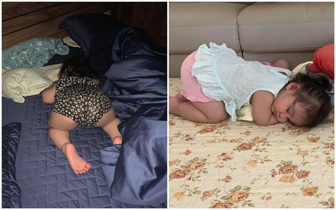 Dáng ngủ bá đạo của cô công chúa nhỏ nhà nữ ca sĩ.