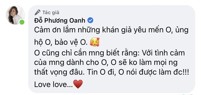 ... và dành lời cảm ơn tới những người ủng hộ cô. 