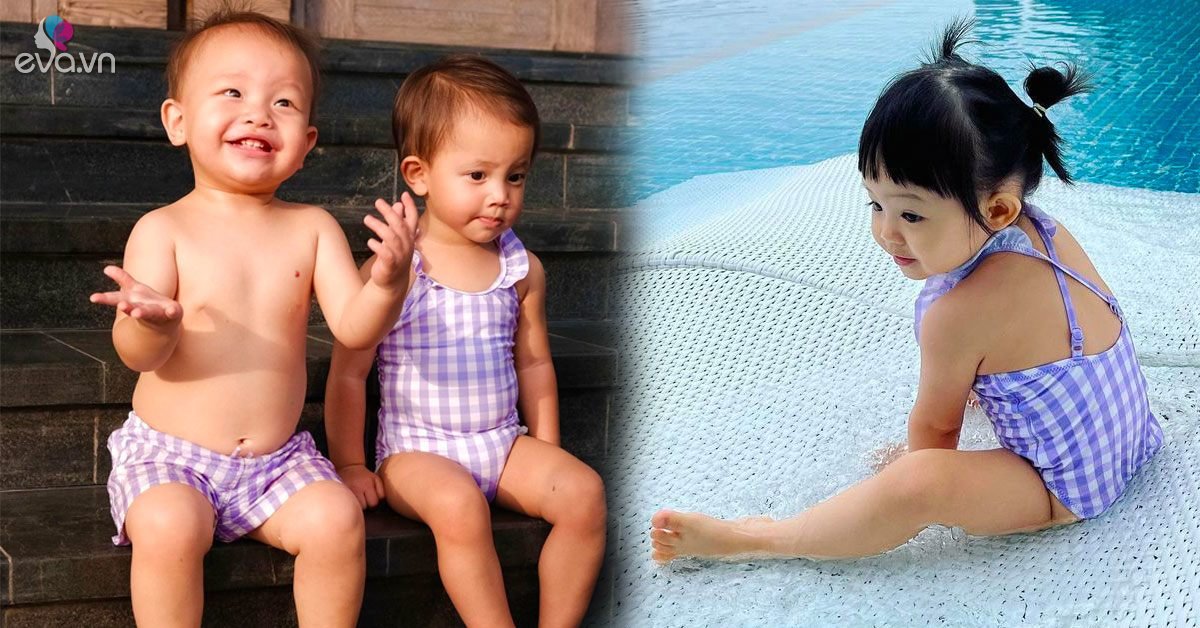 Daughter of Dam Thu Trang and Ho Ngoc Ha hesitates when touching the bikini