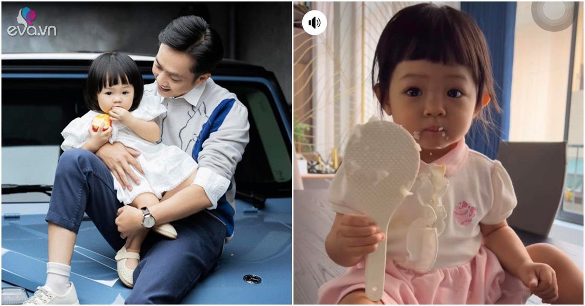 The 19-month-old giant Cuong Do daughter is dirty, eating white rice is also delicious