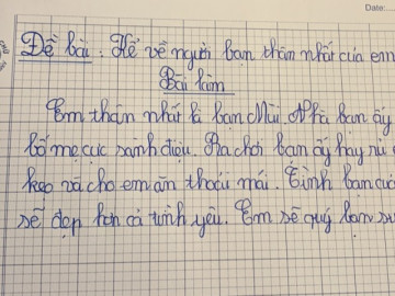 Bài văn tả về người bạn thân của bé gái tiểu học khiến cộng đồng mạng bật cười về độ giàu có