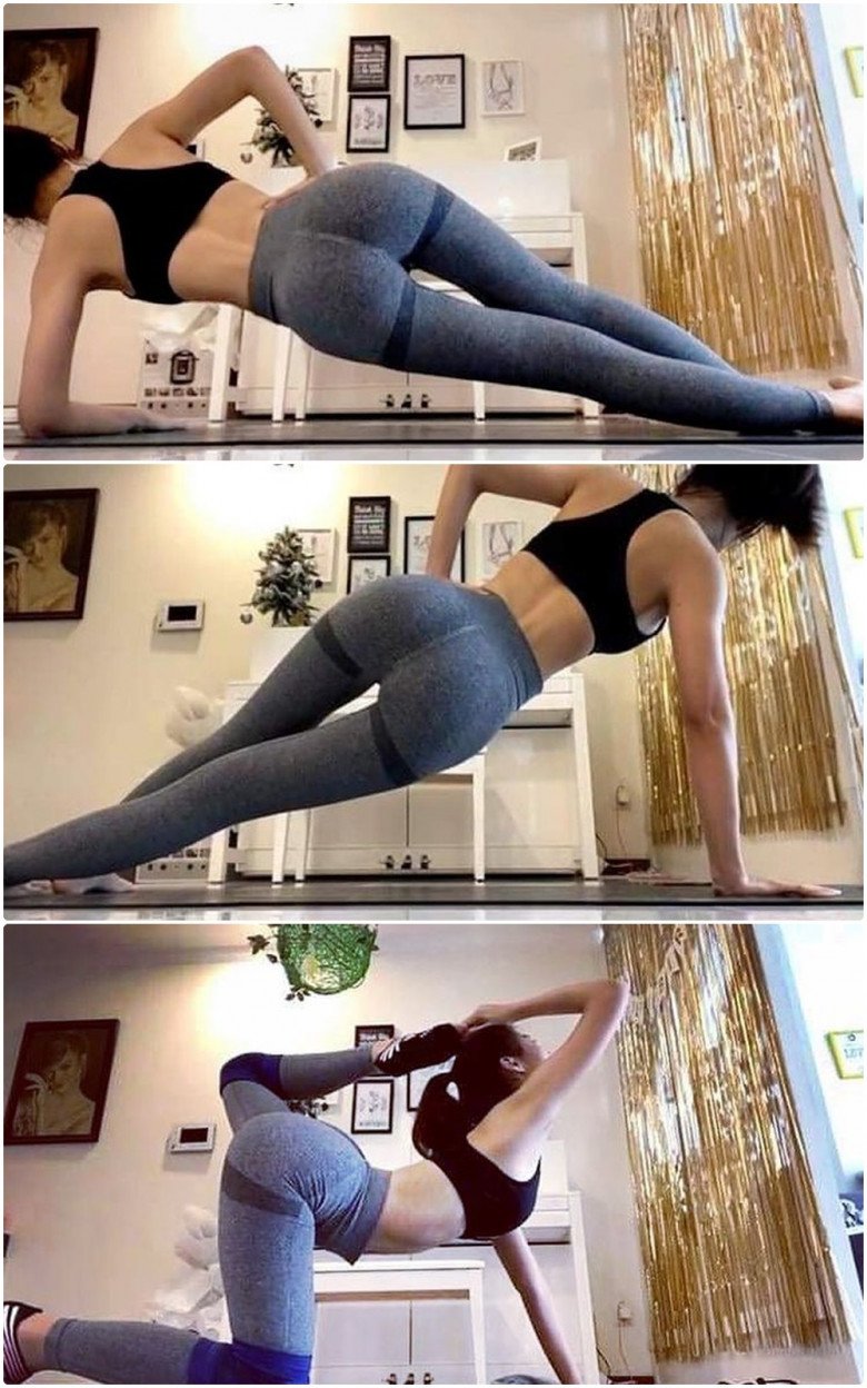 Kiều Loan trong suốt mùa giãn cách do dịch bệnh đã chăm chỉ tập Yoga online dưới sự giám sát của HLV. Cô nàng phải tập từ những bài cơ bản như side plank, tư thế con cọp, tư thế chim bồ câu,...