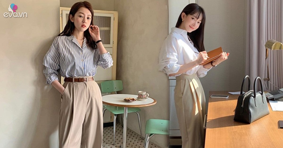 Looking at the Korean girl group wearing beige casual pants, the office lady will want to buy a few right away