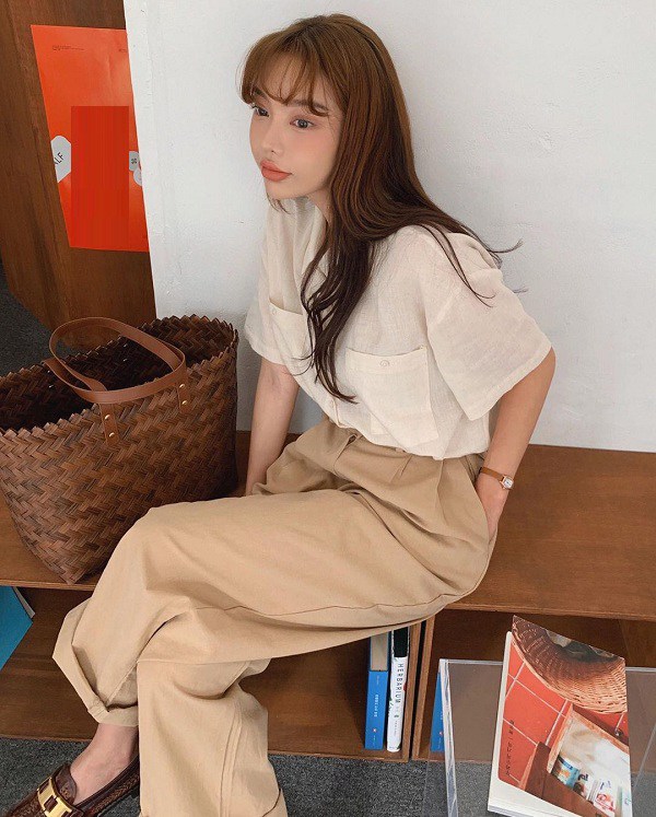 Looking at the Korean girls' group in beautiful beige casual pants, the office lady will want to buy a few - 6
