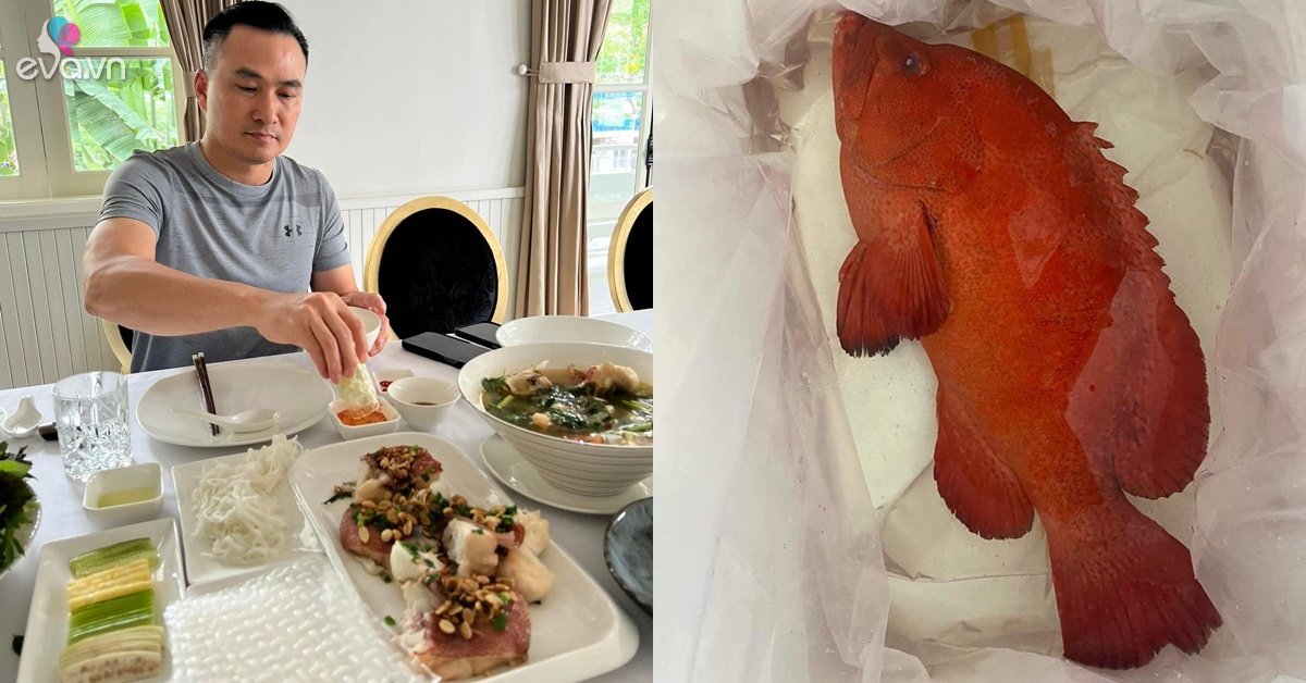 Chi Bao shows off a dish with fancy red fish, which turns out to be a rare and expensive kind