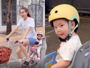 Giải trí - Vợ chồng Hồ Ngọc Hà đạp xe đèo 2 con: Lisa mặt hoang mang, Leon dọa cả máy quay