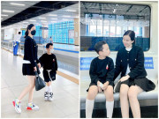 Làm mẹ - Chụp ảnh ở tàu điện trên cao HN, Ly Kute được khen khéo nuôi con trai cao vượt trội