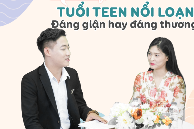 MC và TS tâm lý Hoàng Ngân tại buổi giao lưu trực tuyến.