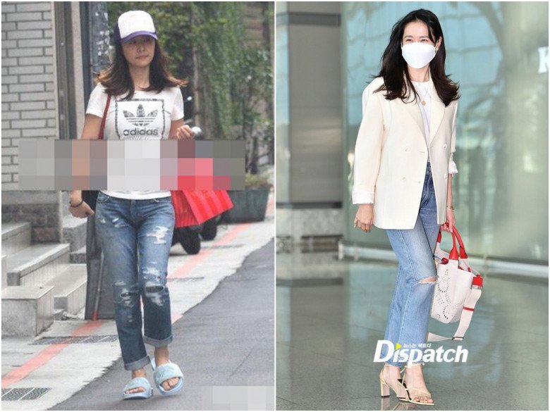 Look at how Son Ye Jin wears torn pants next to her husband, compared to Lam Tam Nhu  - 6