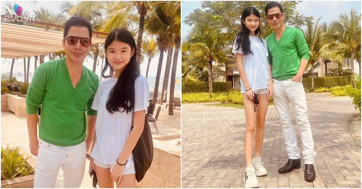 Tran Bao Son’s daughter stands out when taking pictures with her father, beautiful face and long legs like her mother