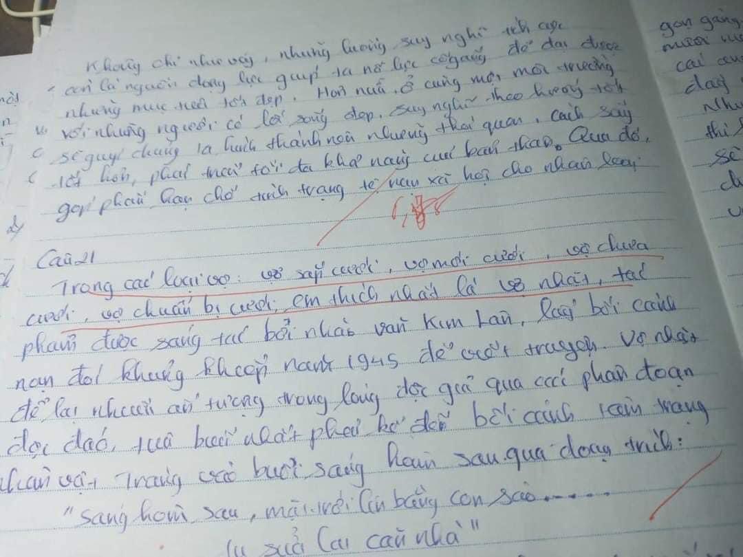 The brilliant essay of the 12th graders about the work amp;#34;Wife picked upamp;#34;  make the teacher hug her stomach and laugh - 1