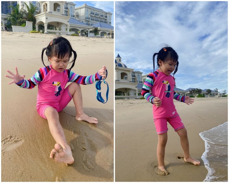 Mother is a beauty, daughter amp;#34;Queenamp;#34;  of 2-year-old Le Phuong shows off her legs, shows off her long legs in a swimsuit - 11