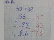 Làm mẹ - Con làm toán 53+33=86 bị gạch sai, nhìn kết quả cô đưa ra mẹ tức giận