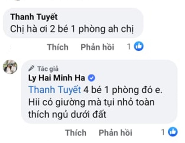 Ly Hai Minh Ha has 4 companies, earns 100 billion/movie, but 4 children sleep in the same room - 4
