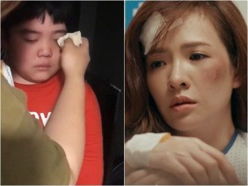 Con trai Đan Lê khóc không ngừng sau khi quay cảnh mẹ bị bố bạo hành, ai nhìn cũng xót