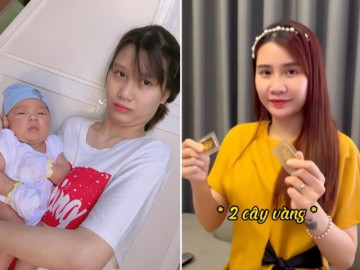 Hotmom Thanh Trần mang bầu sòn sòn, dùng 2 cây vàng thai giáo cho con