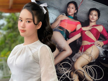 Hoa hậu nhí 14 tuổi cật lực ép cân chụp hình cùng Phương Khánh